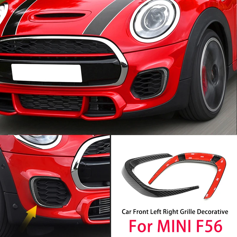 Car left right grill Decorative stickers For MINI F56 Car Carbon Fiber Exterior frames Modifications Personalization Accessories