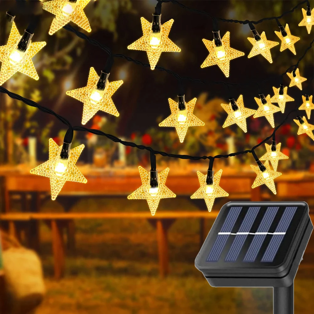

20/50/100LED Outdoor Solar Star Fairy String Lights Garden Decor Garland Wedding Party Valentine's Day Home Ramadan Decoration