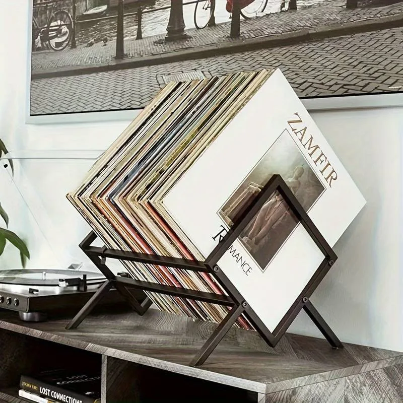 Vinyl Record Storage Rack Non Slip Photo Album Storage Display Stand Easy Assembly For Home Office File Magazine Newspaper