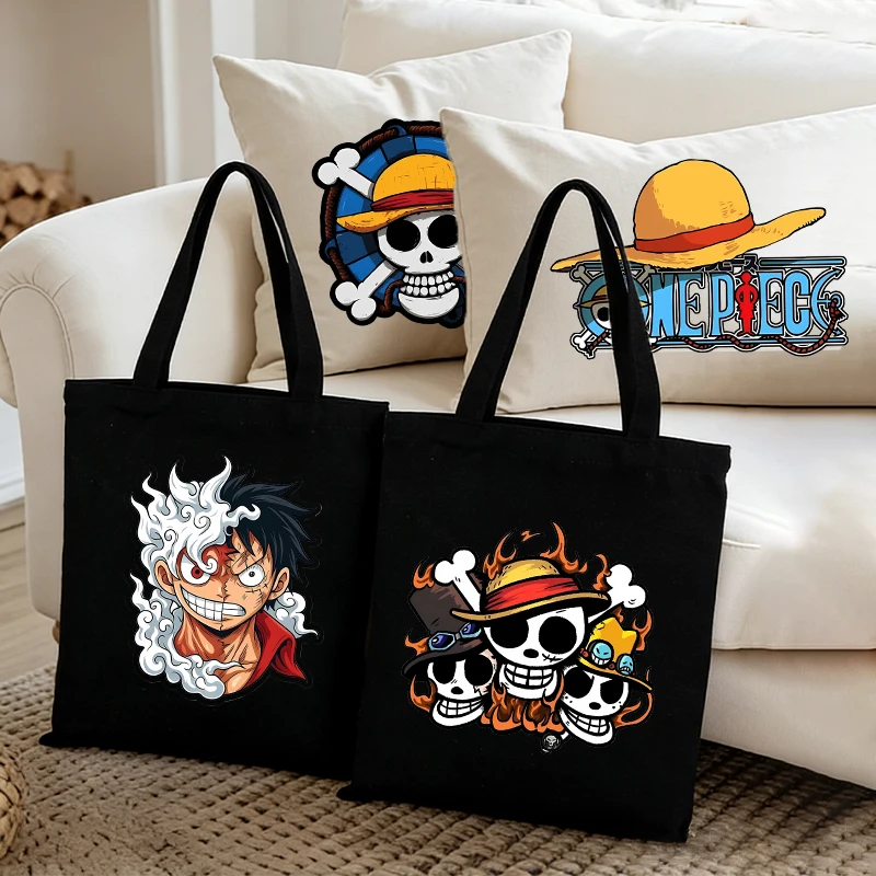 

Ones Piece Handheld Tote Bag Boys Cute Game Role Kids Reusable Folding Canvas Large Capacity Shopping Pocket Woman Shoulder Case