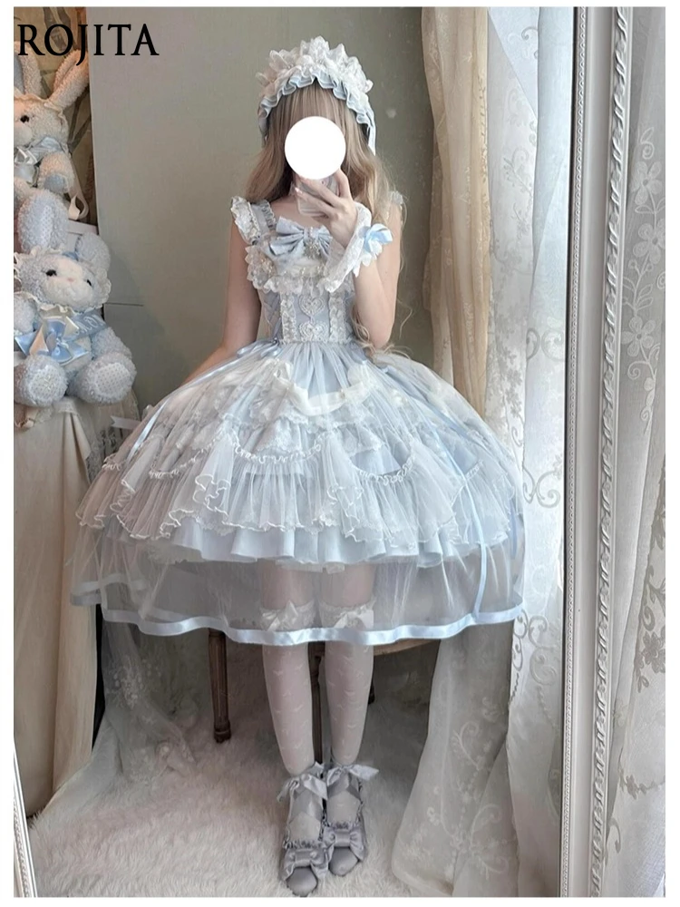 

Blue Lolita Dress 2025 New High-End Luxury Birthday Party Lolita Princess Dress Japanese Summer Sleeveless Short Dress Women