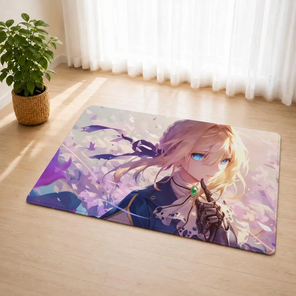 V-Violet Evergarden Anime Floor Mat Flannel Rug Soft Non Slip Door Mat For Bathroom Bedroom Kitchen Living Room Home Decor