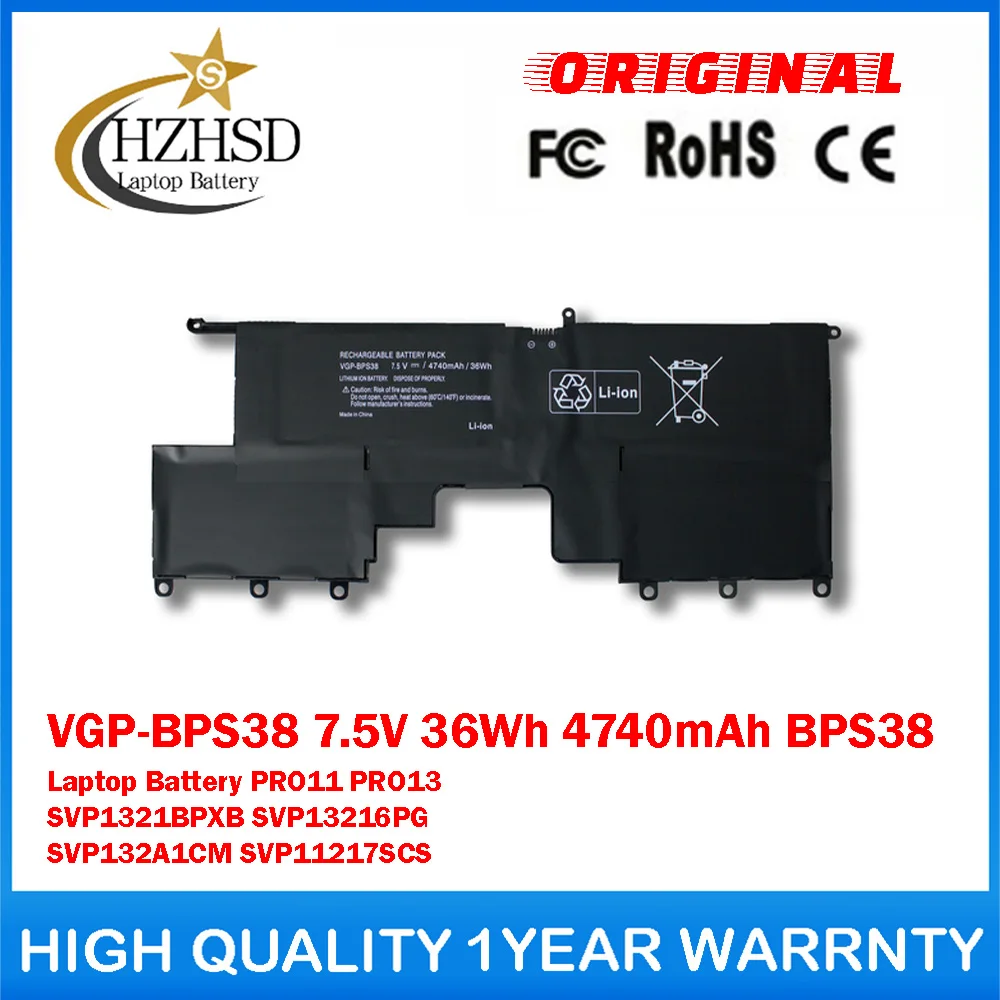 VGP-BPS38 7.5V 36Wh 4740mAh BPS38 Genuine Original Laptop Battery For SONY VAIO PRO11 PRO13 SVP1321BPXB SVP13216PG SVP132A1CM