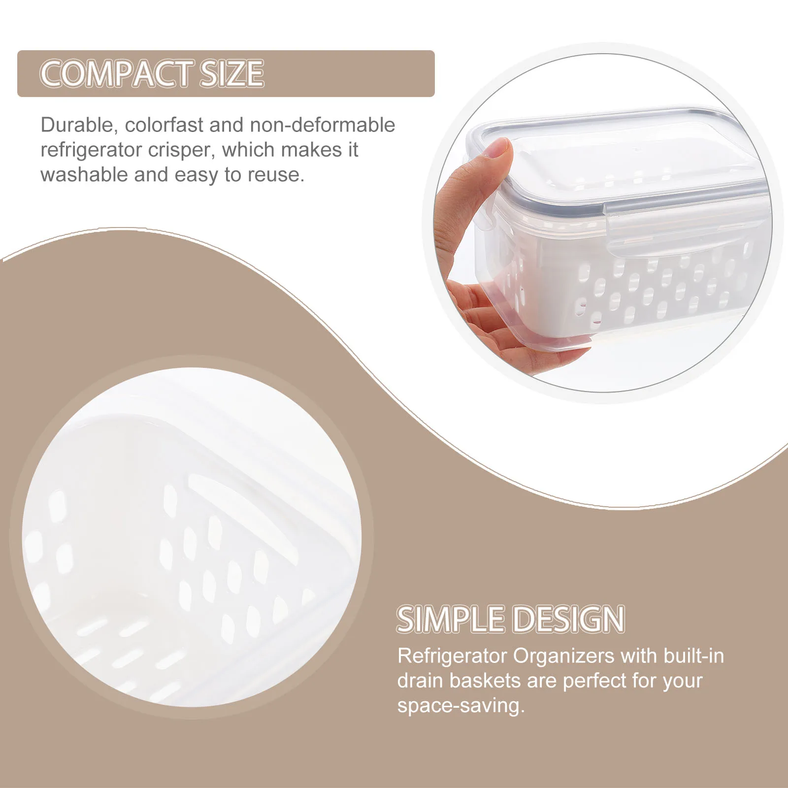 

1 set 1 Set Food-Grade Drainable Organizer Built-In Drain Basket Proof Locking Box For Leftovers Vegetable Storage Bin Set