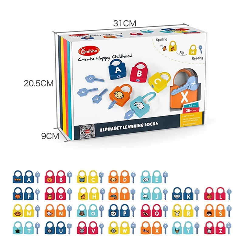 Juego de llaves de bloqueo del alfabeto para niños, 10 piezas, cerraduras de coche, Montessori, educativo, número a juego, cognición de palabras, juguetes de matemáticas