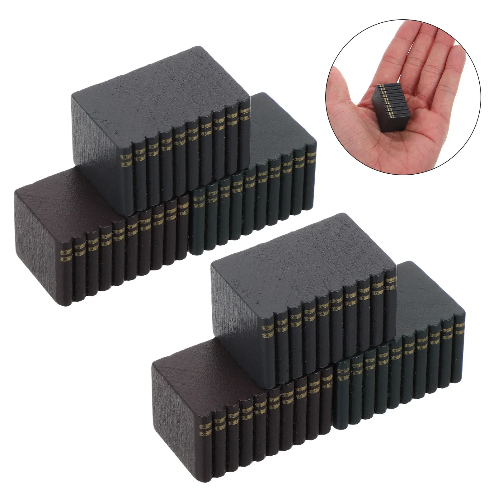 6Pcs Miniature Book Set Wooden Tiny Books for Dollhouse Mini Library Decor Space Saving Realistic Display Collection Accessory