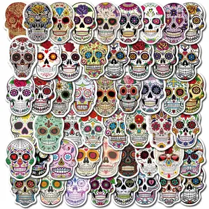 Mexican Calaver Sugar Skull Graffiti Stickers, DIY, motorcycle, skate, laptop, baggage decals, car styling sticker, toy, 10 pcs, 50pcs 6 Main Sales Mexican Skull - №3