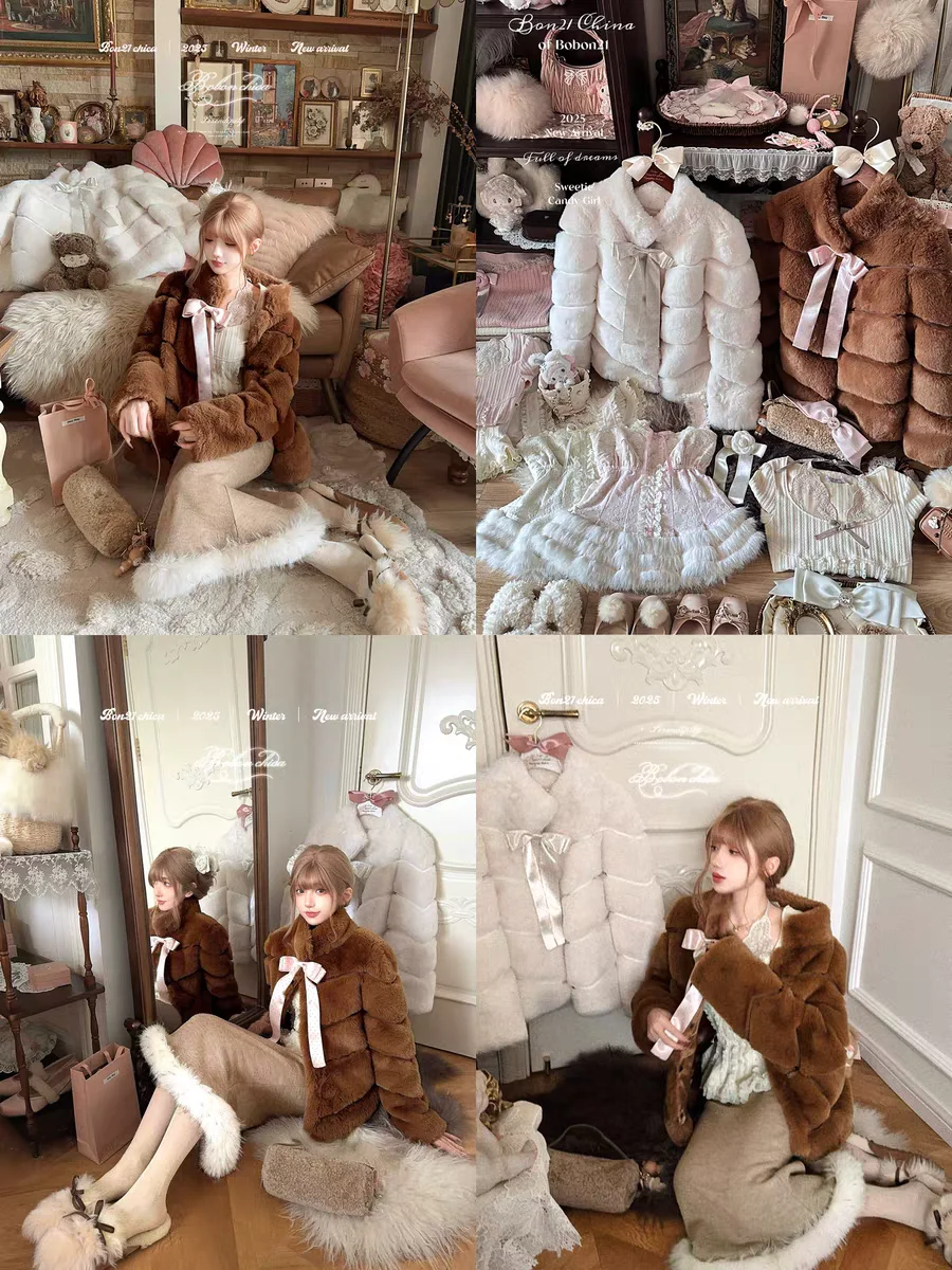 Princess sweet lolita coat bobon21 Cute Bow Eco friendly Wool Warm Coat C2441