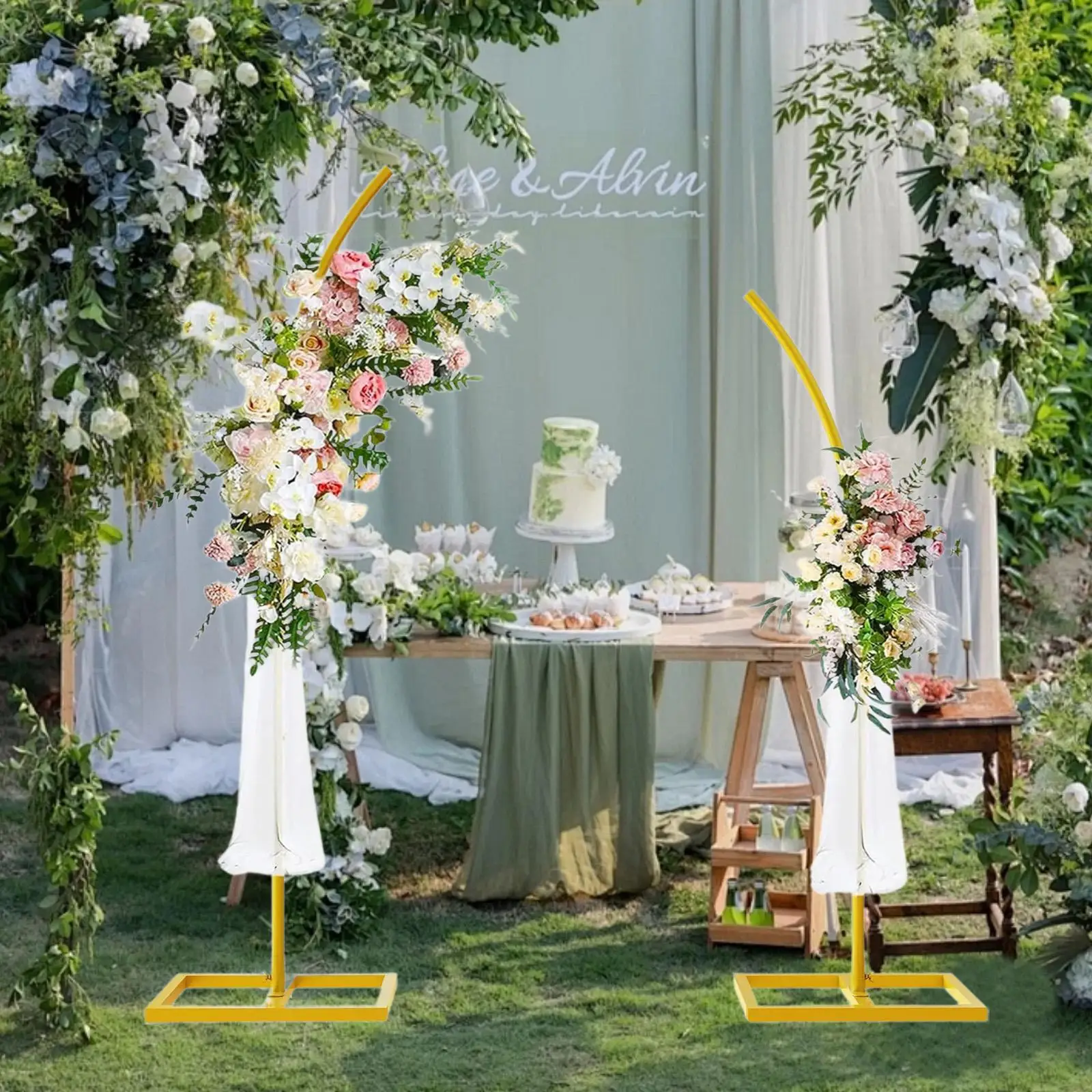 Bingkai Gapura Pernikahan Lengkung DIY 74 inci dan 94 inci untuk Pesta Ulang Tahun