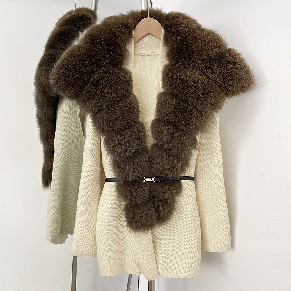 

Женский свитер, женское зимнее пальто с мехом, вязаное пальто, куртка из натурального лисьего меха, женский свитер оверсайз, женская вязаная куртка с мехом