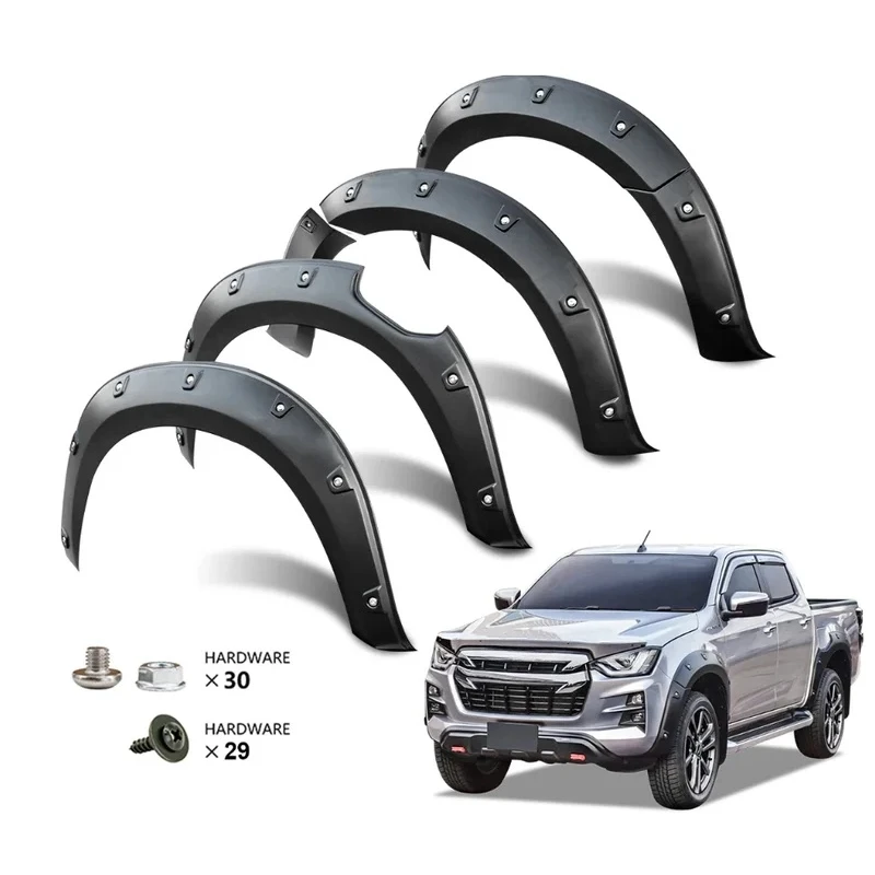 Rivet Wheel Arch Fender Flares Mud Guards Fit Isuzu D-Max 2020-2023 Double Cab Pickup Offroad Exterior Protection Accessories
