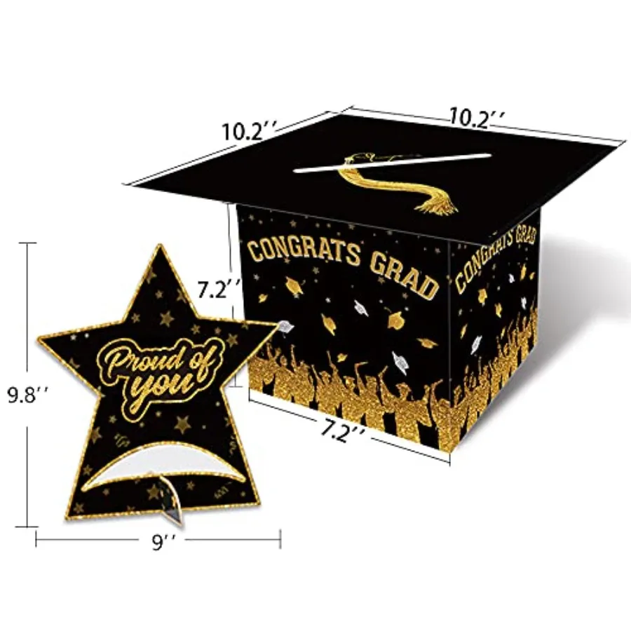 Congrats Grad Card Box Holder For Class of 2025 Graduation Party Centerpiece and Table Decoration Kit