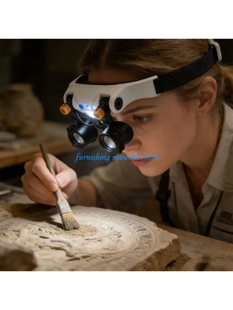Y5GD Powerful Enlargement Adjustable Headband Binocular Viewer With LED Light For Jewelry Electronics Repair And Crafts