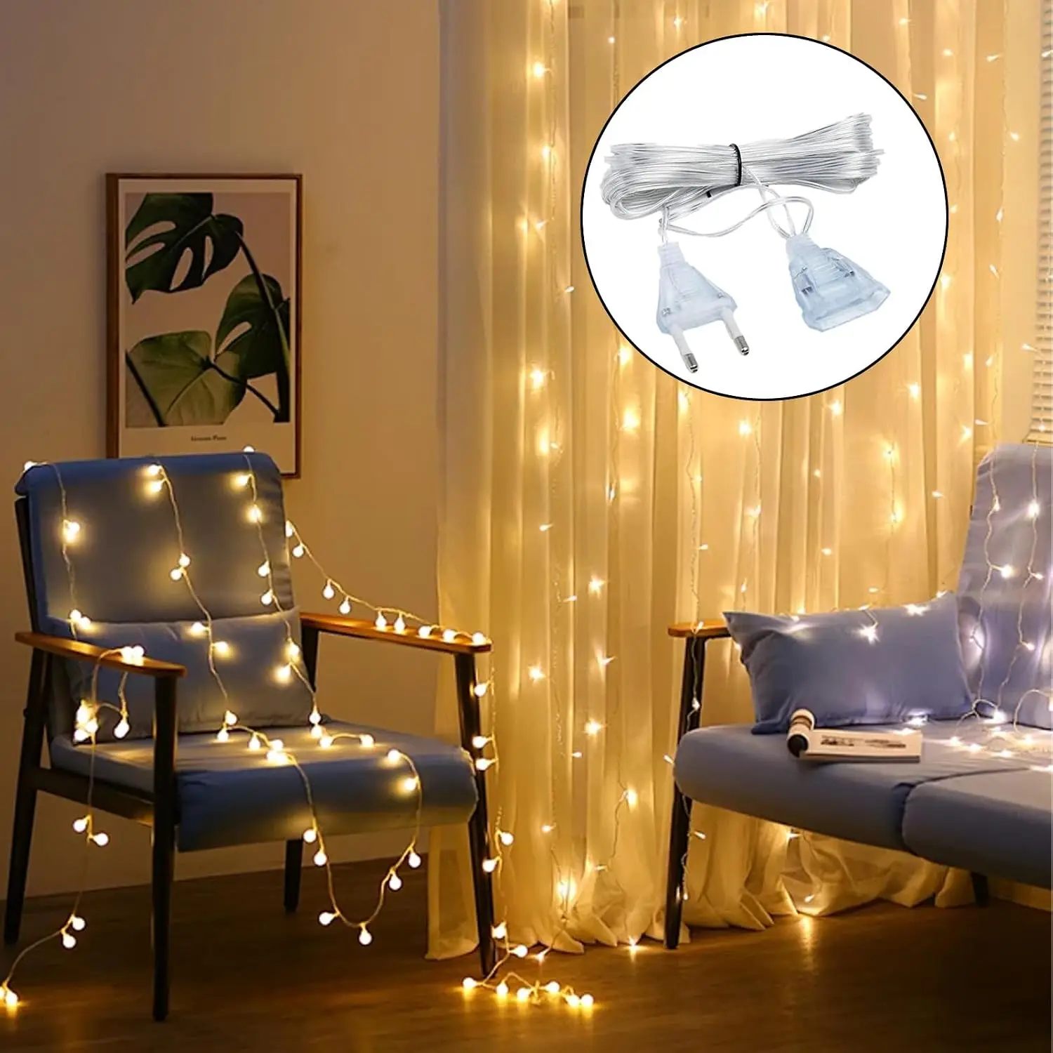 3M Garland Extension Cable EU Plug For LED Outdoor Street Garland Festoon Light Christmas New Year Decoration