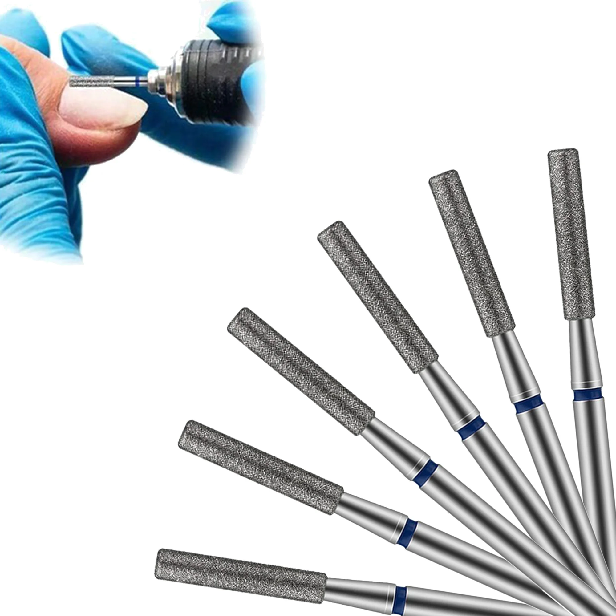 6pcs Diamond Nail Drill Bits Set, 3/32' Shank. Fast Nail Grinding & Polishing, Low Heat. Ideal for Home, Nail Salons & Nail Love