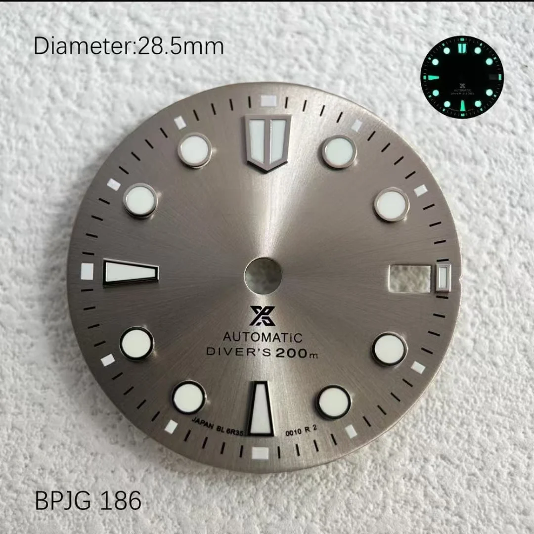Hot Selling 28.5mm NH35 S Logo Dial Green Night Light Mechanical Diving Watch Modified NH36 Yuanzu Face Plate Watch Accessories