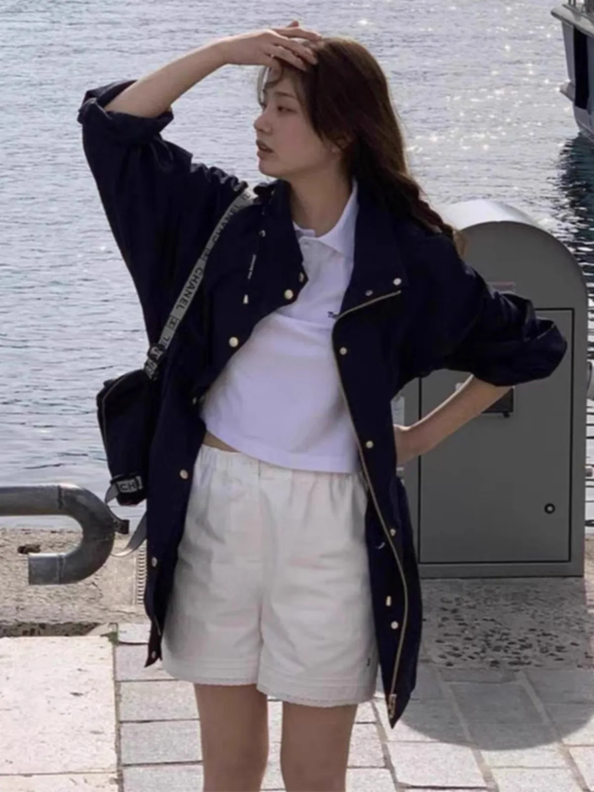 Hoge taille elastische zomer casual broek wit kant patchwork orts dames hotpants rechte pijpen woon-werkverkeer sle normaal T...