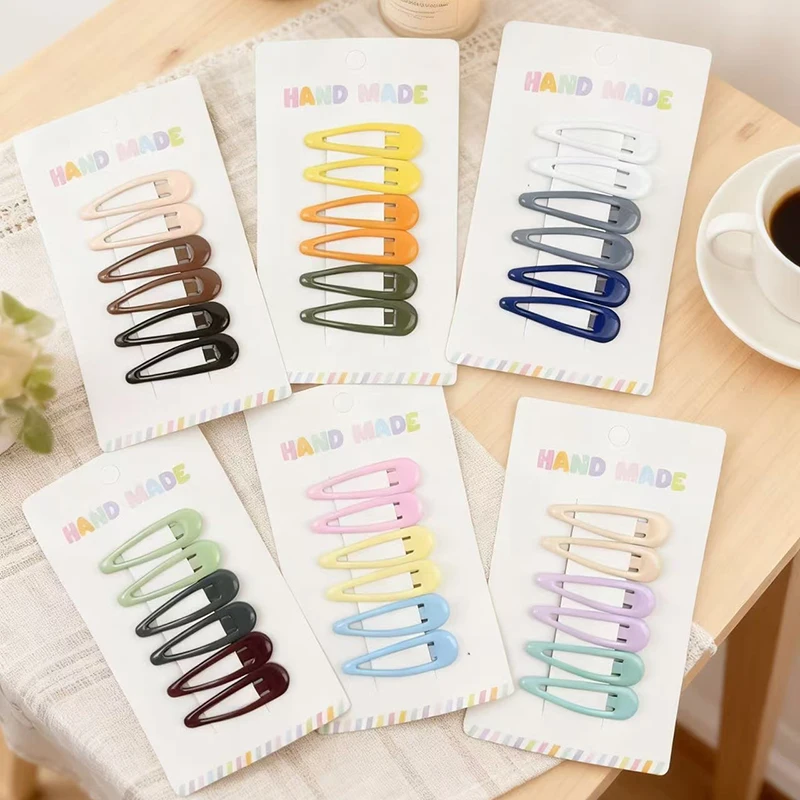 6/10 Stück Bunte Haarspangen Einfache Bonbonfarbene Haarklammern Süße Geometrische Metall-Haarspangen Kopfschmuck Haaraccessoires