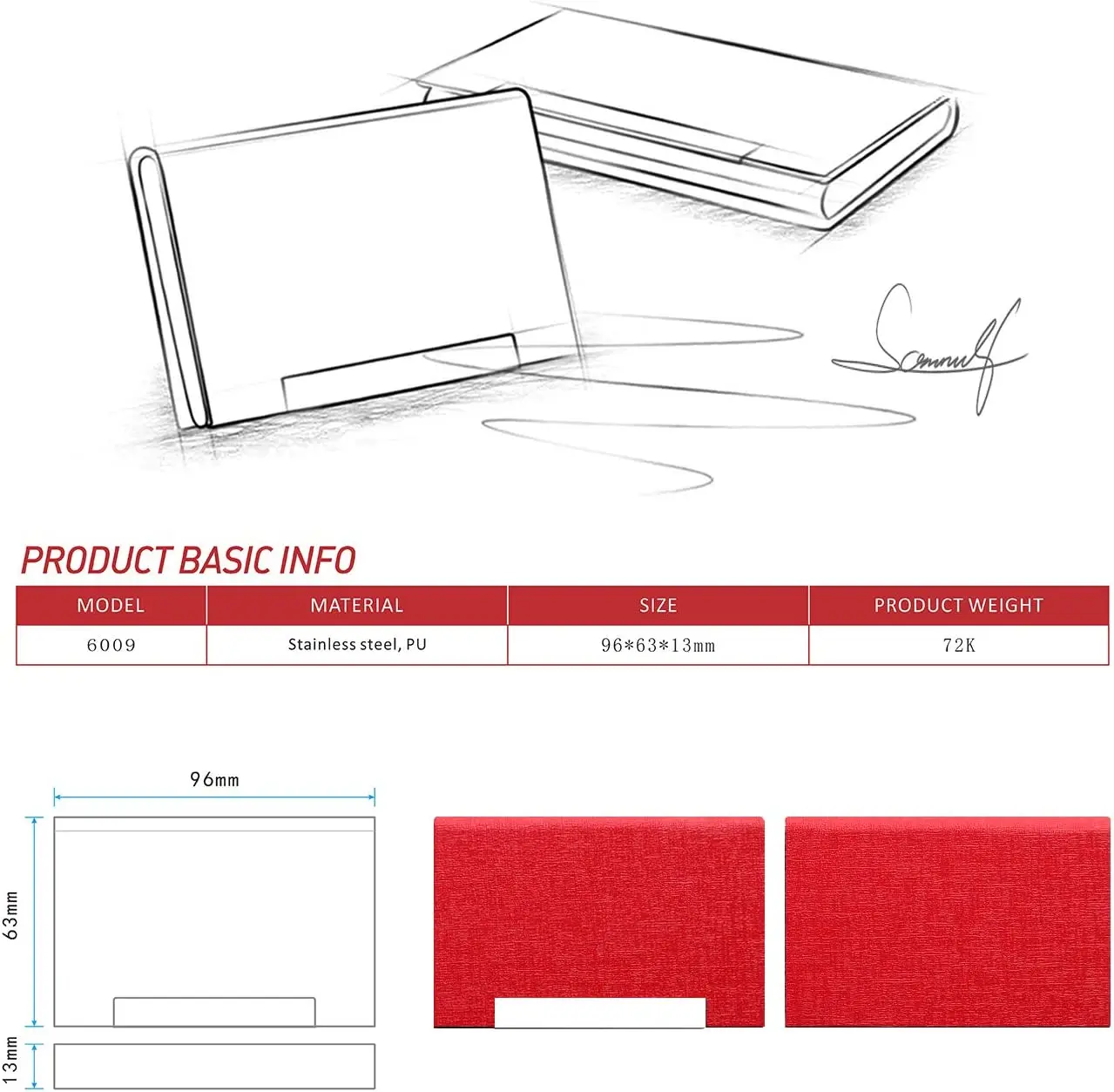 Business Card Holder, Business Card Case Couro PU Profissional & Aço Inoxidável Multi Card Case,Business Card Holder Wallet