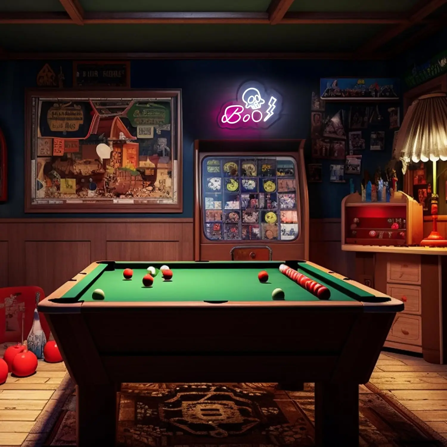 LED Neon Sign Skeleton Head Boo LED Neon Lights Sign Wall Decor for Festival Party Bedroom Game Room Bar Wall Decor USB Powered