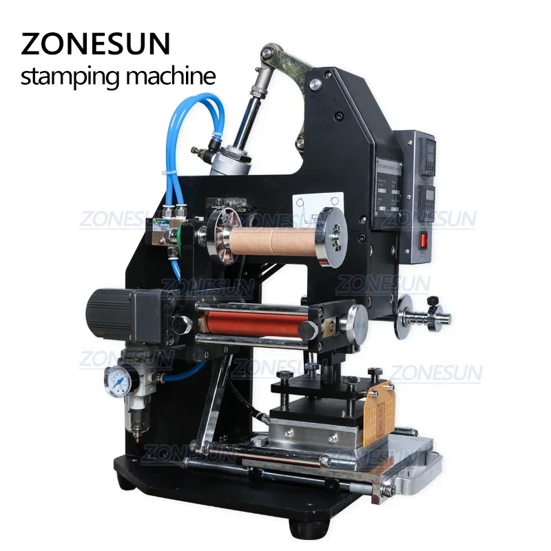 ZONESUN ZY-819K2 Pneumatico Automatico In Pelle LOGO Hot Foil Stamping Piega Goffratura Macchina Pressa di Calore Punzonatrice Pressa