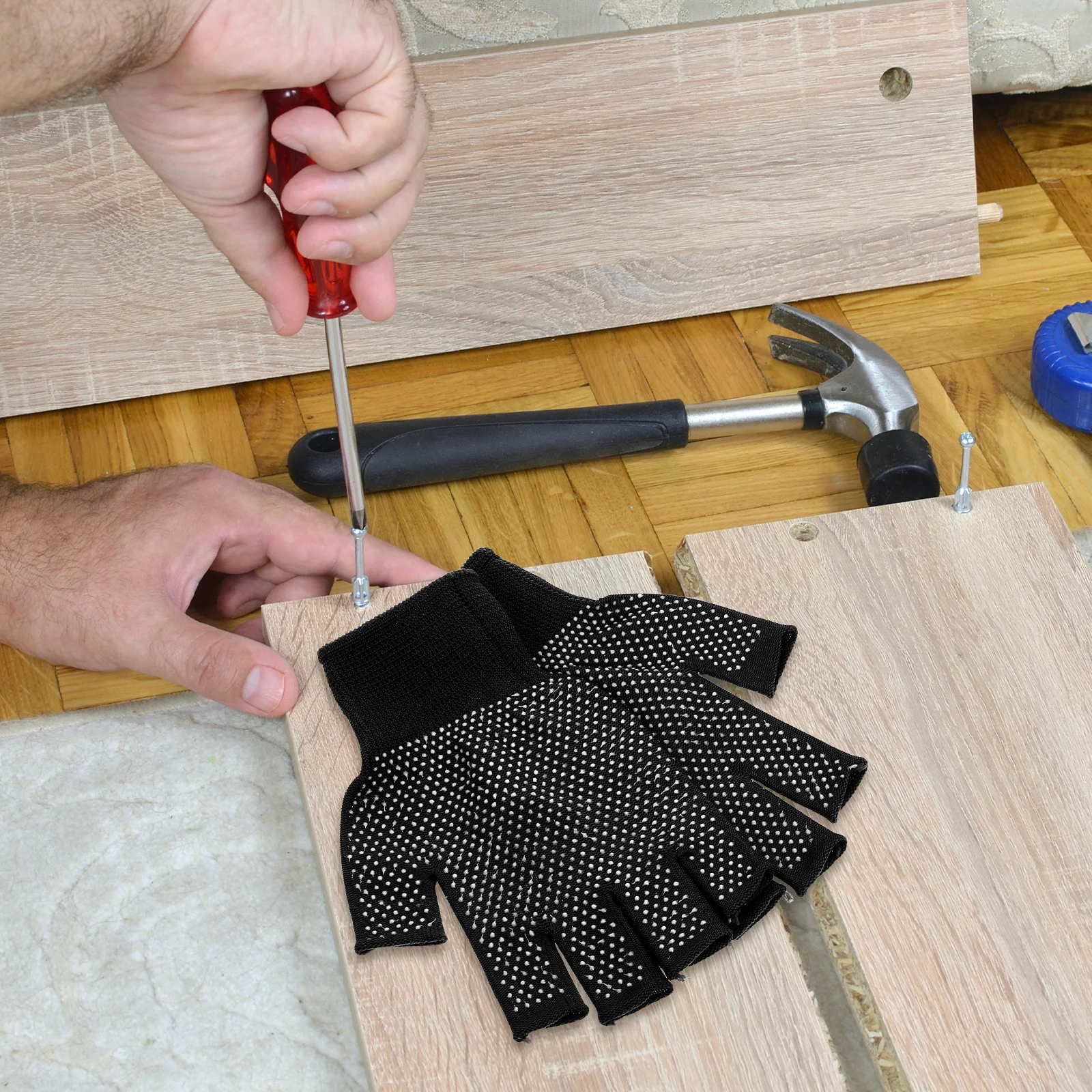 

5 пар зимних теплых перчаток без пальцев для мужчин и женщин, нескользящие рабочие перчатки с дышащим дизайном для езды на велосипеде, вождения, походов и других задач