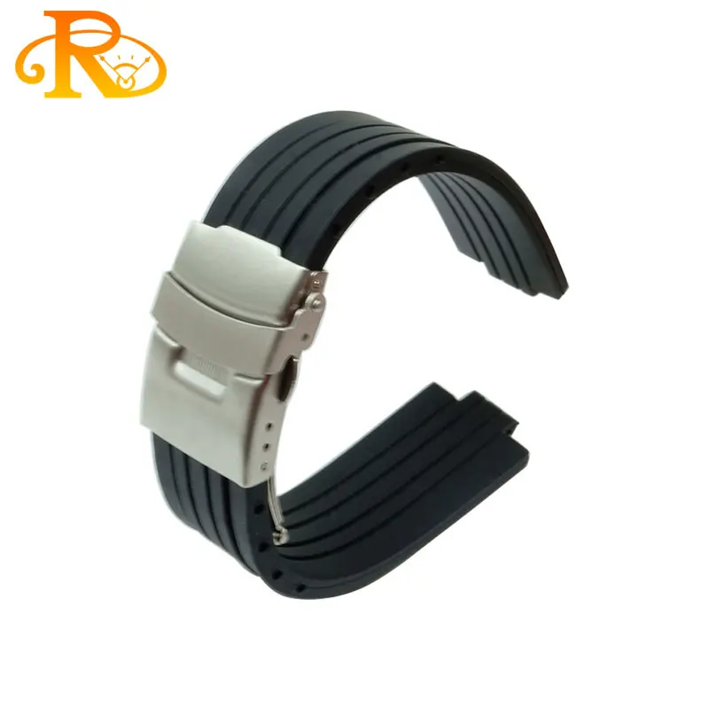 Silicone Rubber Watchband For Oris Aquis 7330 7740 Watch Band 22x12mm 24x11mm 24x12mm Convex Strap Wristband Black Blue