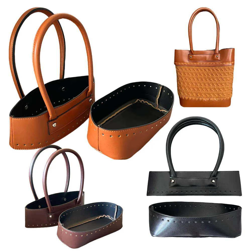 

New Handmade Solid Color Handle PU Bag Accessories Set Handbag Band Handle Gift Box Handle Band for Handbag Replacement Handles