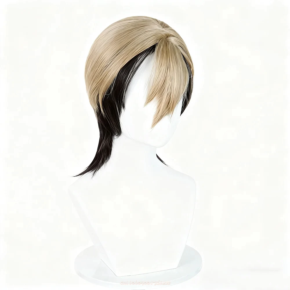 Anime GACHI AKUTA Zanka ‌   Cosplay Perücke Erwachsene Männer Goldene Schwarz Coole Kurze Haare Hitzebeständige Synthetische Perücke Halloween Prop