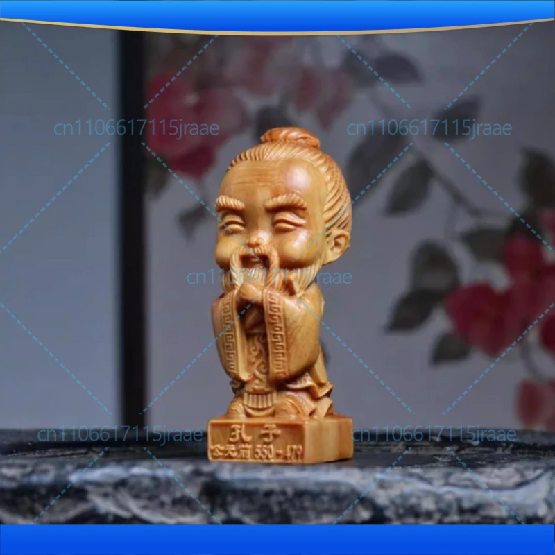 Natural Cypress Confucianism Confucius Statue，Solid Wood Handmade Art carving Home Room, Office Decoration Figure Statue