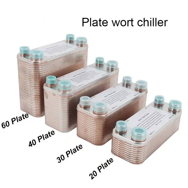 20/30/40 Plates Heat Exchanger Wort Chiller Stainless Steel Counterflow Chiller Homebrew Beer Copper Brazed Floor Water Heating