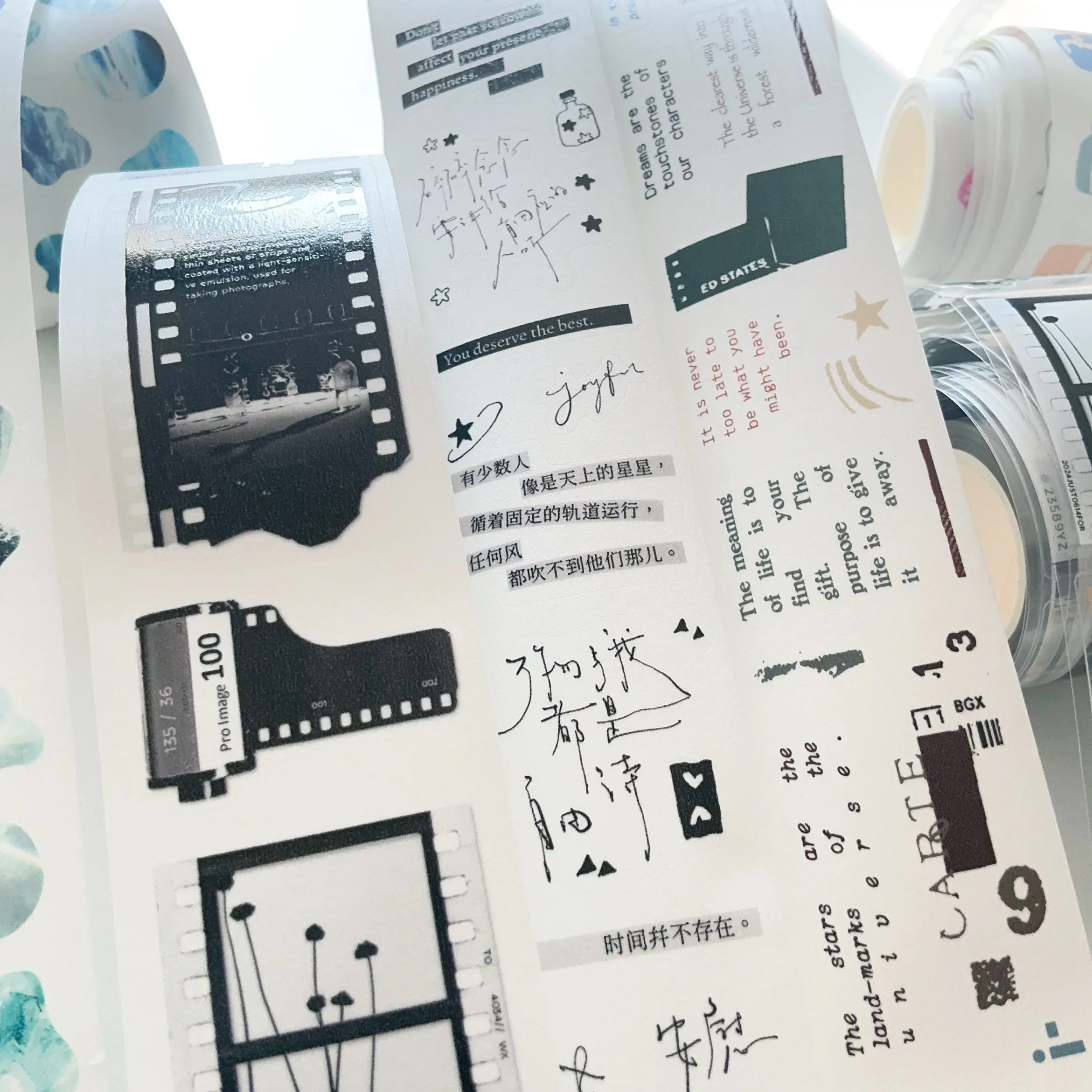 Vintage Retro Film English Words Dream Washi PET Tape for Card Making Planner DIY Scrapbooking Plan Decorative Sticker