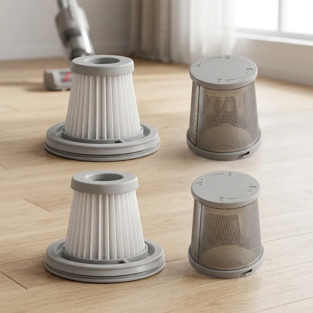 Efficient Dust Filtration System Cleaning Brush for Easy Installation Silver White Vacuum Filter Set Plastic And Stainless Steel