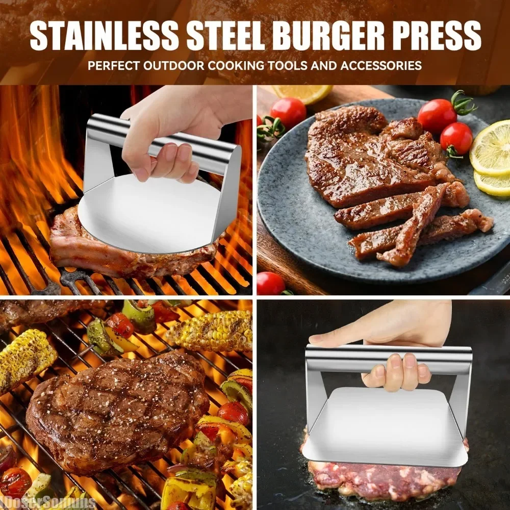 

Meat Tool Burger Modern Simple Round Comfortable Handle Kitchen Effortless Thickened Material Stainless Steel Home Decoration