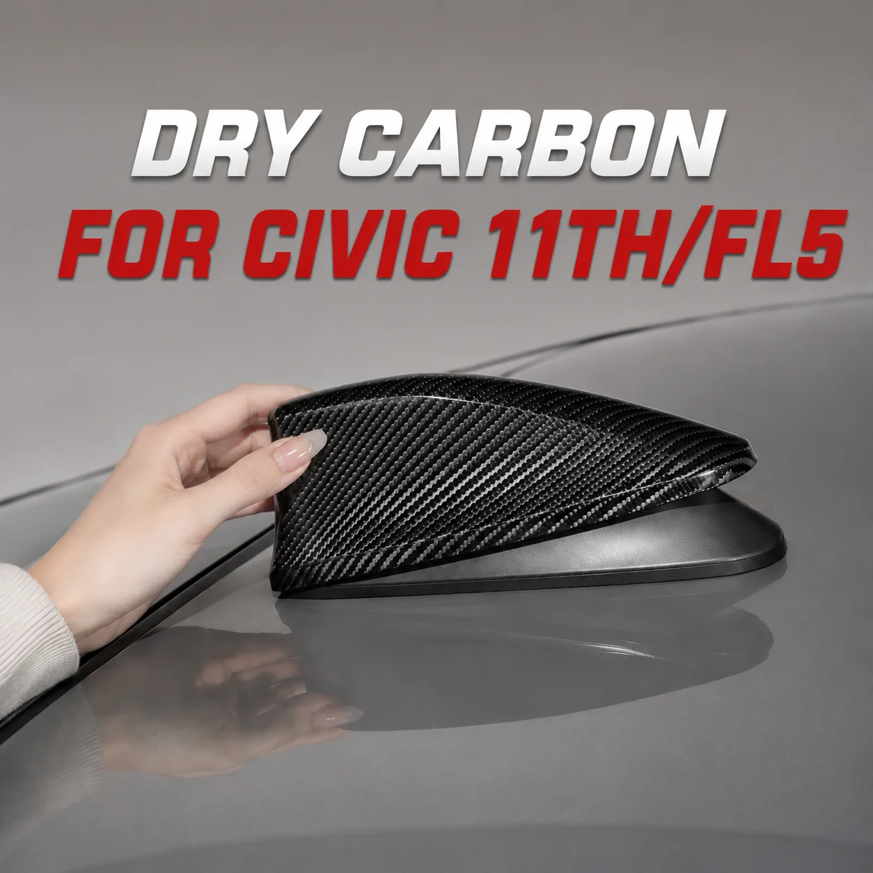 For Honda Civic 11Th Gen Sedan/Hatchback/si/Type-R FL5 FE1 FE Real Dry Carbon Fiber Exterior Shark Fin Antenna Cover Body Kit