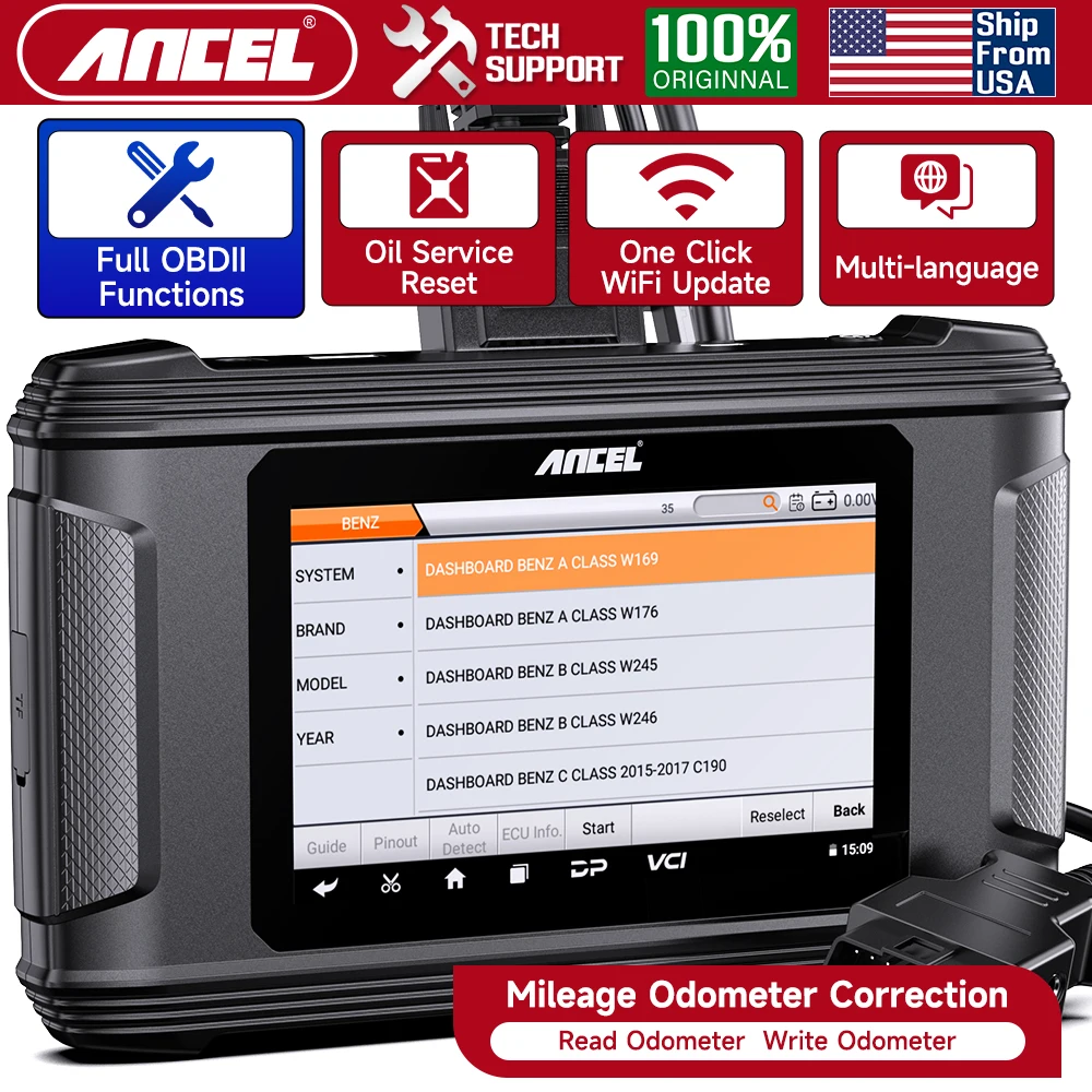 2024 ANCEL DM500 Car Cluster Calibration Professional OBD2 Instrument Adjustment Tool Oil Reset OBD 2 Scanner Diagnostic Tool