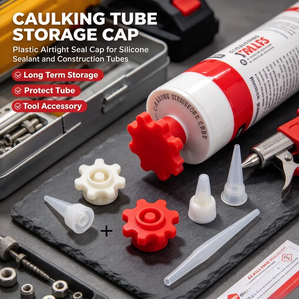 Reusable Air Tight Silicone Sealant Caulking Gun Gear Style Tube Caps Leak Proof Plastic Seal For Long Term Storage Kit Set