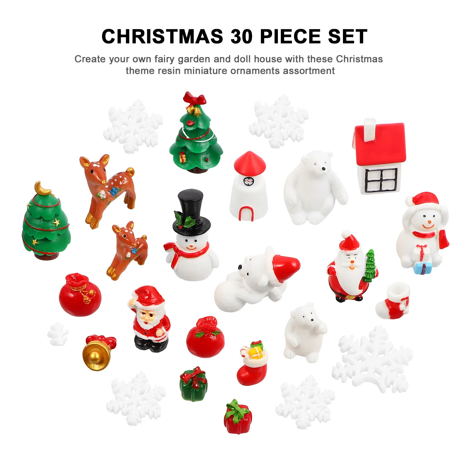 

30Pcs Christmas Elk Resin Ornaments Miniature Snow Scene Decorations Perfect Christmas Gift Home Table Tree Decor
