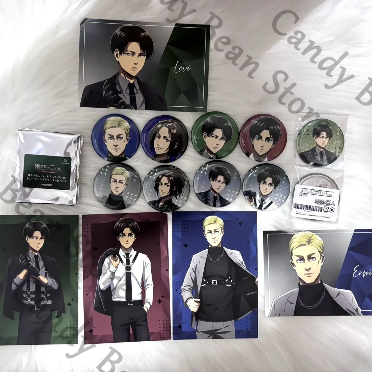 

Genuine Anime Levi Ackerman Hange Zoe Erwin Smith Attack on Titan Cosplay Tinplate Badge ‌emblem Cartoon Brooch Breastpin Card