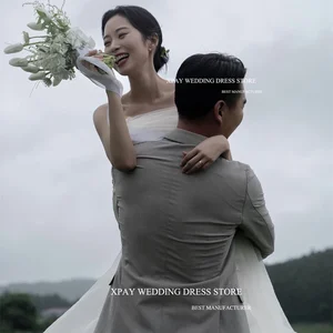 XPAY بسيطة حورية البحر الأورجانزا كوريا فساتين الزفاف مخصص اطلاق النار حمالة طول الطابق فساتين الزفاف حديقة فستان الزفاف أفضل 12 فستان مبيعات لجدة العروس - No12