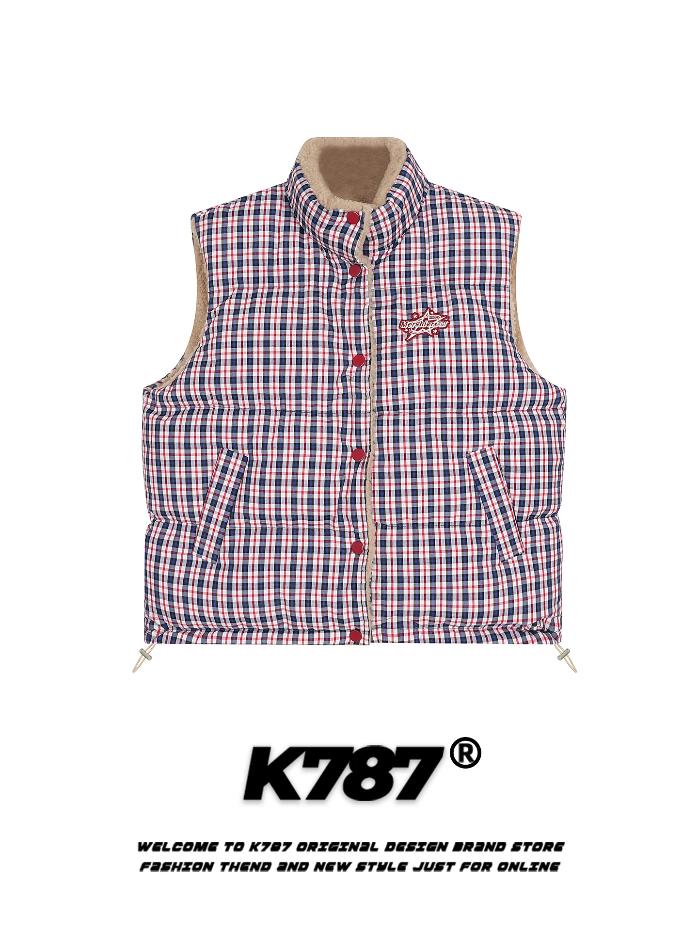 

Мужской двусторонний жилет K787 American Style с флисовой подкладкой, свободного кроя, с воротником-стойкой, осенне-зимняя верхняя одежда