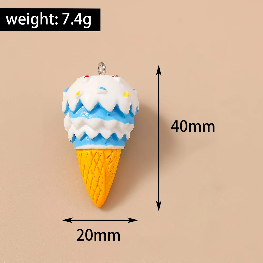 Leslie 5 Stück/Set 20*40mm Simulations-Lebensmittel-Eiscreme-Anhänger für Ohrhänger, Armbänder, Halsketten, Anhänger, Handgemachter Schmuck. – Detail 1