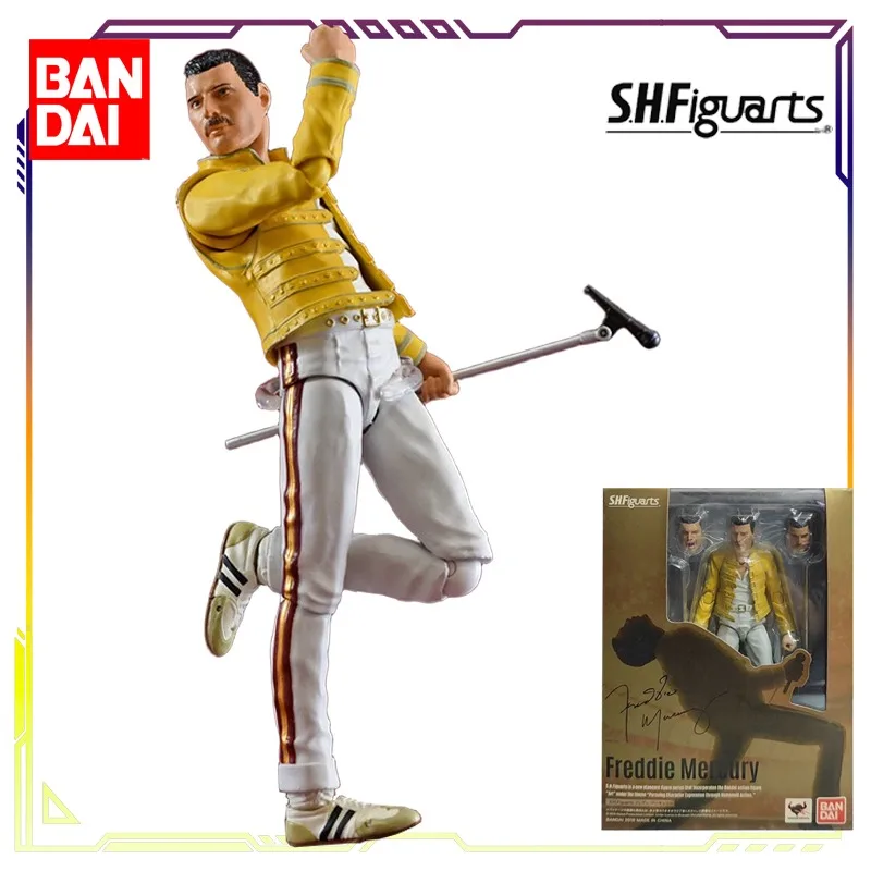 Bandai original s.h. figuarts série freddie mercury' ao vivo no estádio wembley 'anime figura de ação modelo brinquedos presentes para meninos