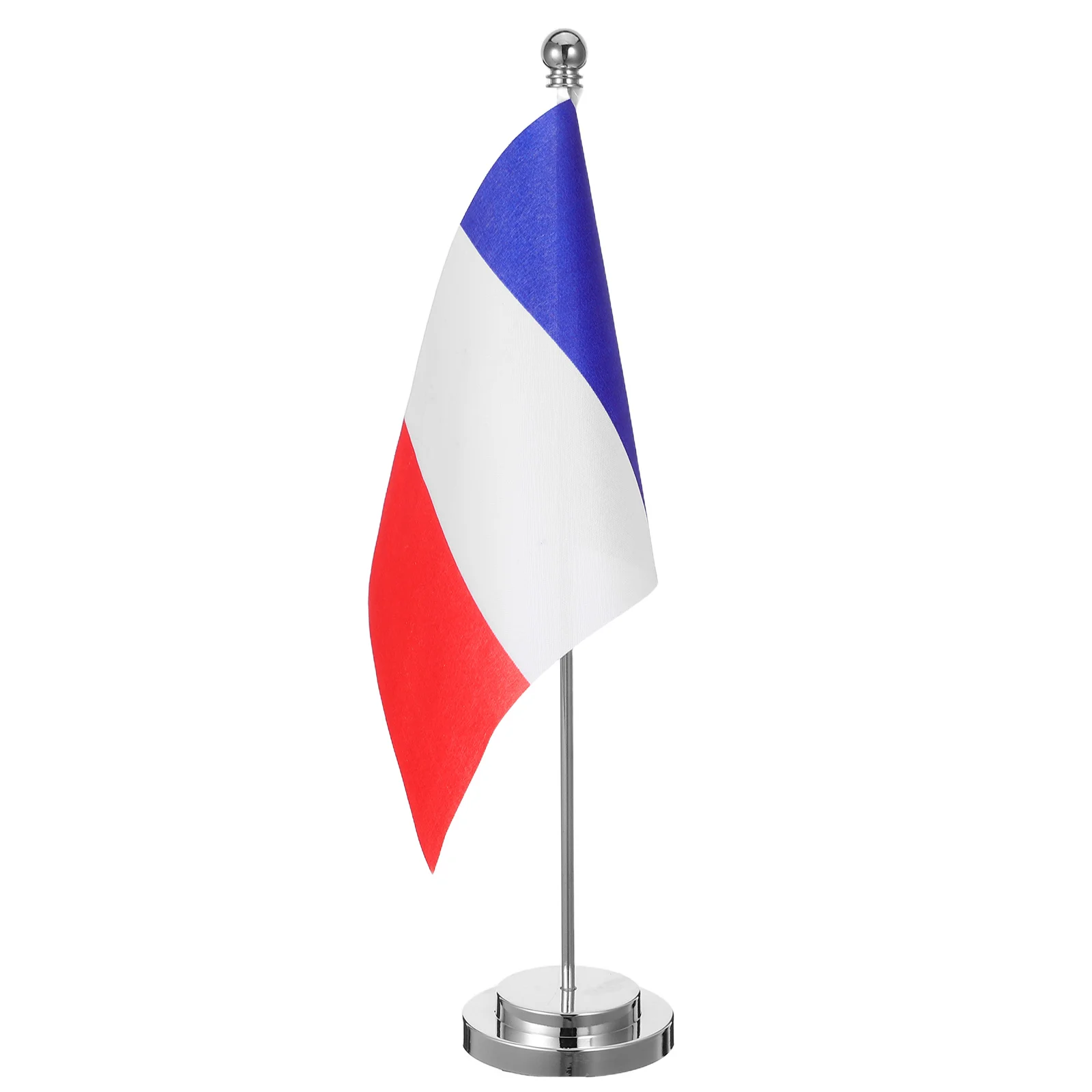 

Mini Desktop French Flag Metal Pole Base Sturdy Office Desk Decoration Home Conference Room Table Decor, Small National