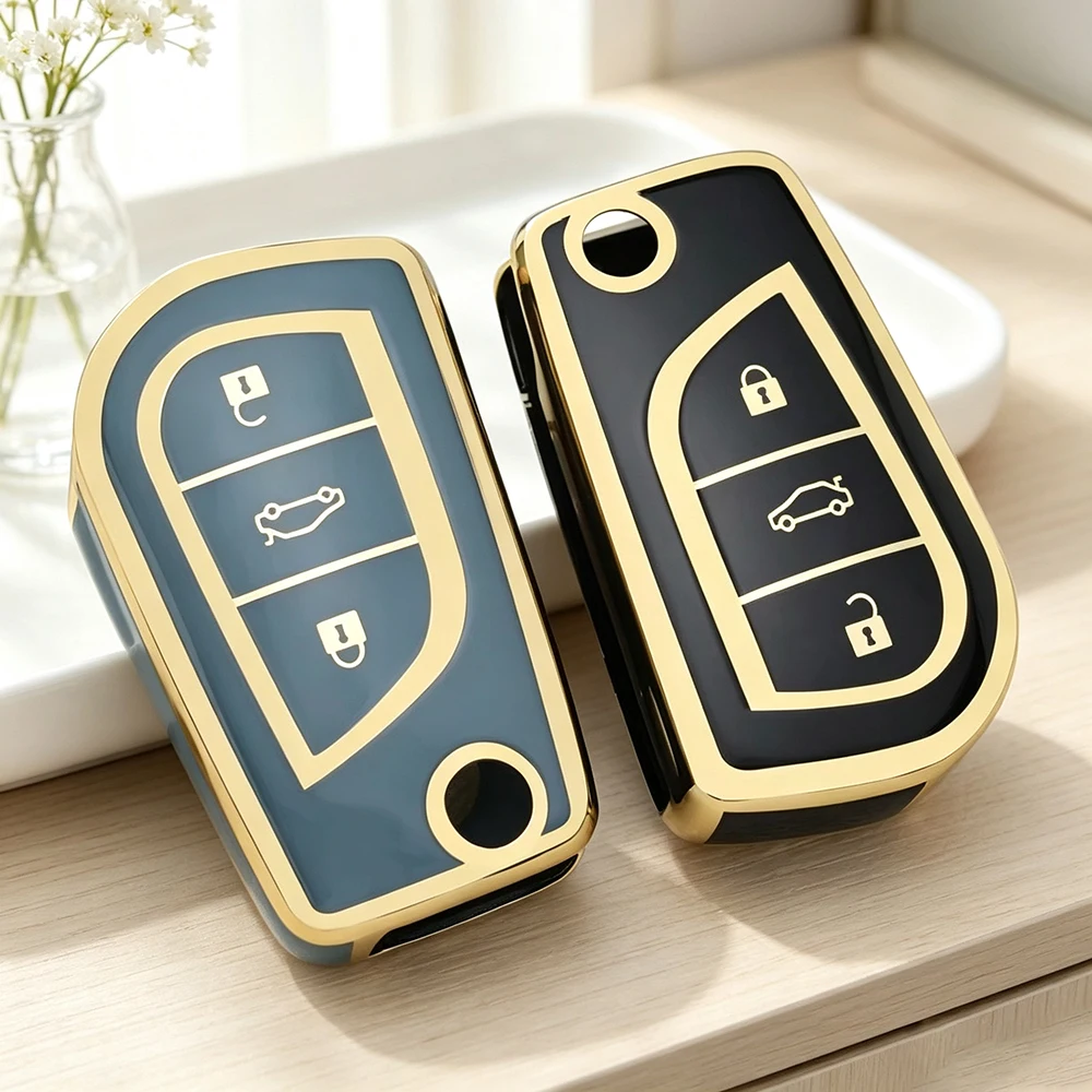 3 Button Folding Car Key Case Cap for Toyota Yaris Rav 4 2016 2017 2018 for PEUGEOT 108 for Citroen C1 2019 Cover Accessories