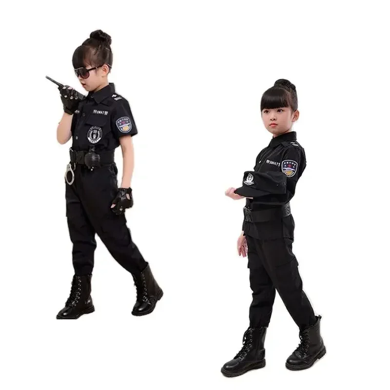 Children Polic Cosplay Costumes Kids Party Carnival Special Policeman Uniform Halloween Boys Army Policemen Clothing Toy Set