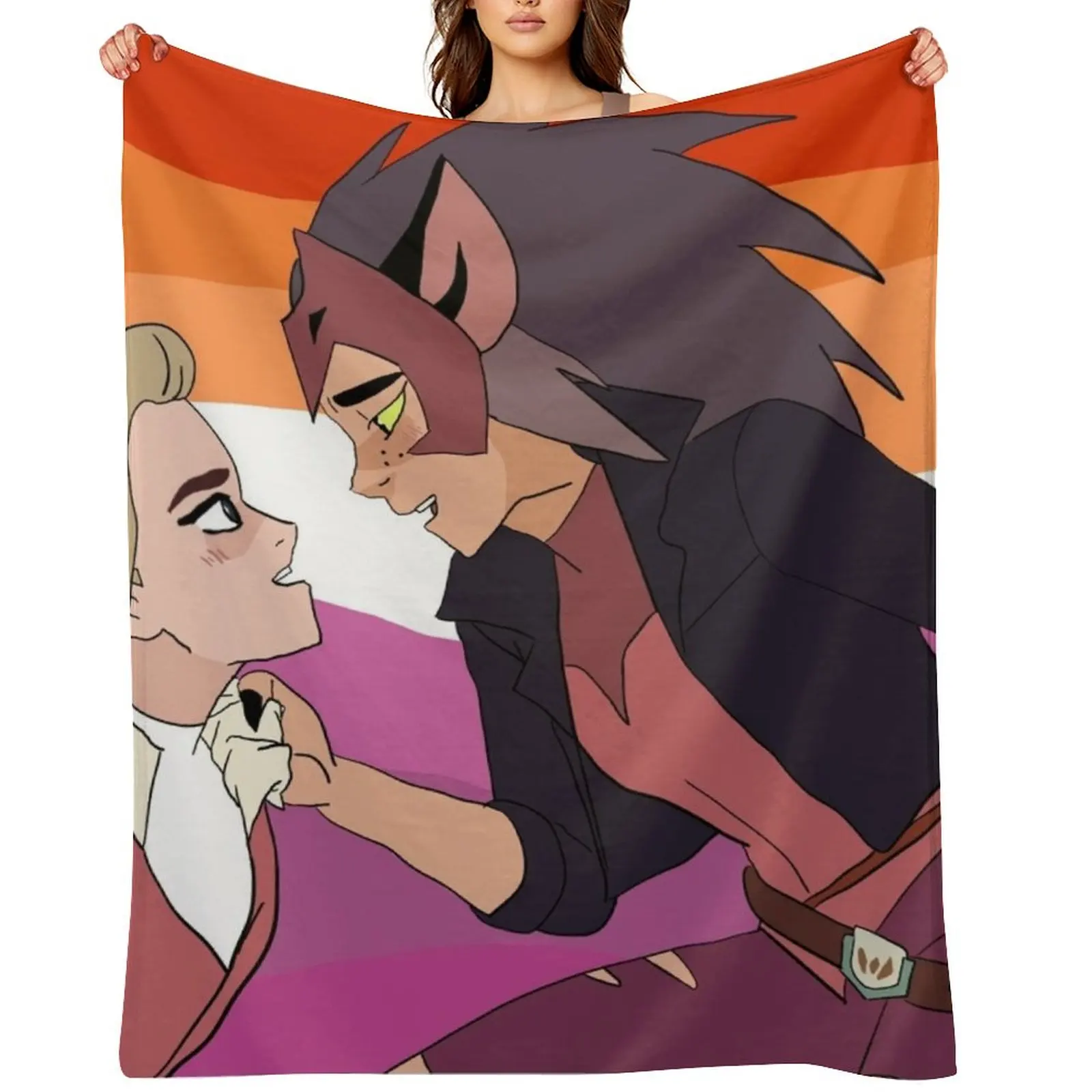 

She-Ra Adora and Catra Digital Trace Drawing Throw Blanket Kid'S Thins Plaid for babies Blankets