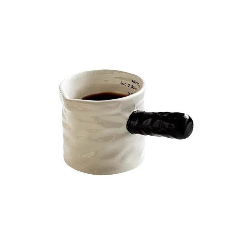 TWTOPSE Cangkir Ekstraksi Kopi Cangkir Susu Keramik dengan Skala Susu Dapat Espresso 90Ml Cangkir Ukur Kopi Italia