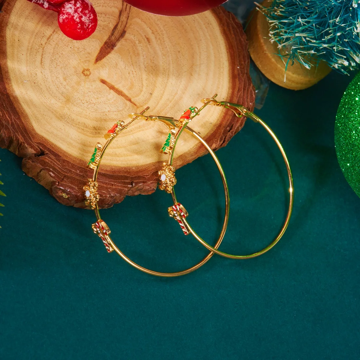 Weihnachten Runde Kreis Ohrringe Übertrieben Glocke Baum Schneeflocke Krücke Hoop Urlaub Baumeln Ohrring Für Frauen Männer Schmuck Geschenk