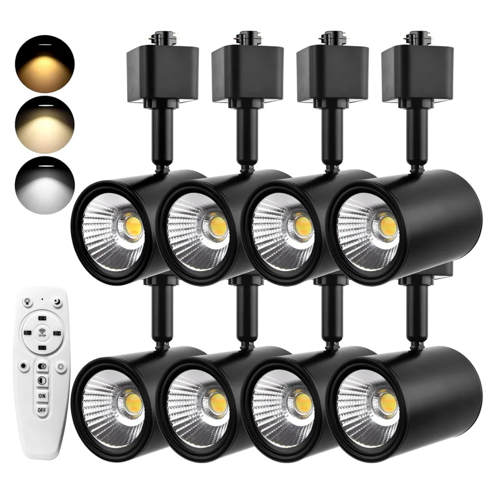 

10W LED Track Lighting Head CRI90 H Track Lighting Spotlight 2700k-6500k 3 Colors Dimmable Track Lighting Fixture 24° Black 8pcs